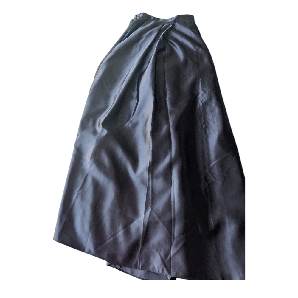 Alex Evenings Black Satin Midi Skirt